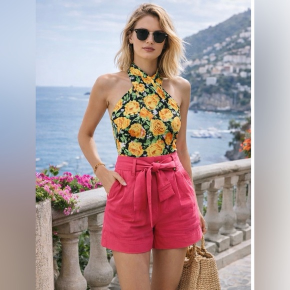 Zara Tops - ZARA Floral Halter Bodysuit Top 🌼